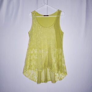 Barbara Lesser Sheer Lace Tank Top Women Romantic Forest Fairy Grunge Artsy Y2K